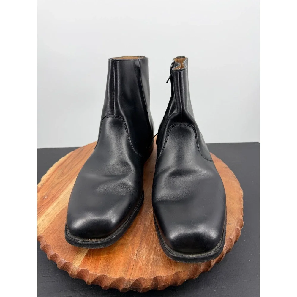 Hitchcock side Zip dress Boot Mens 10 3E Black Leather Square Toe wide England